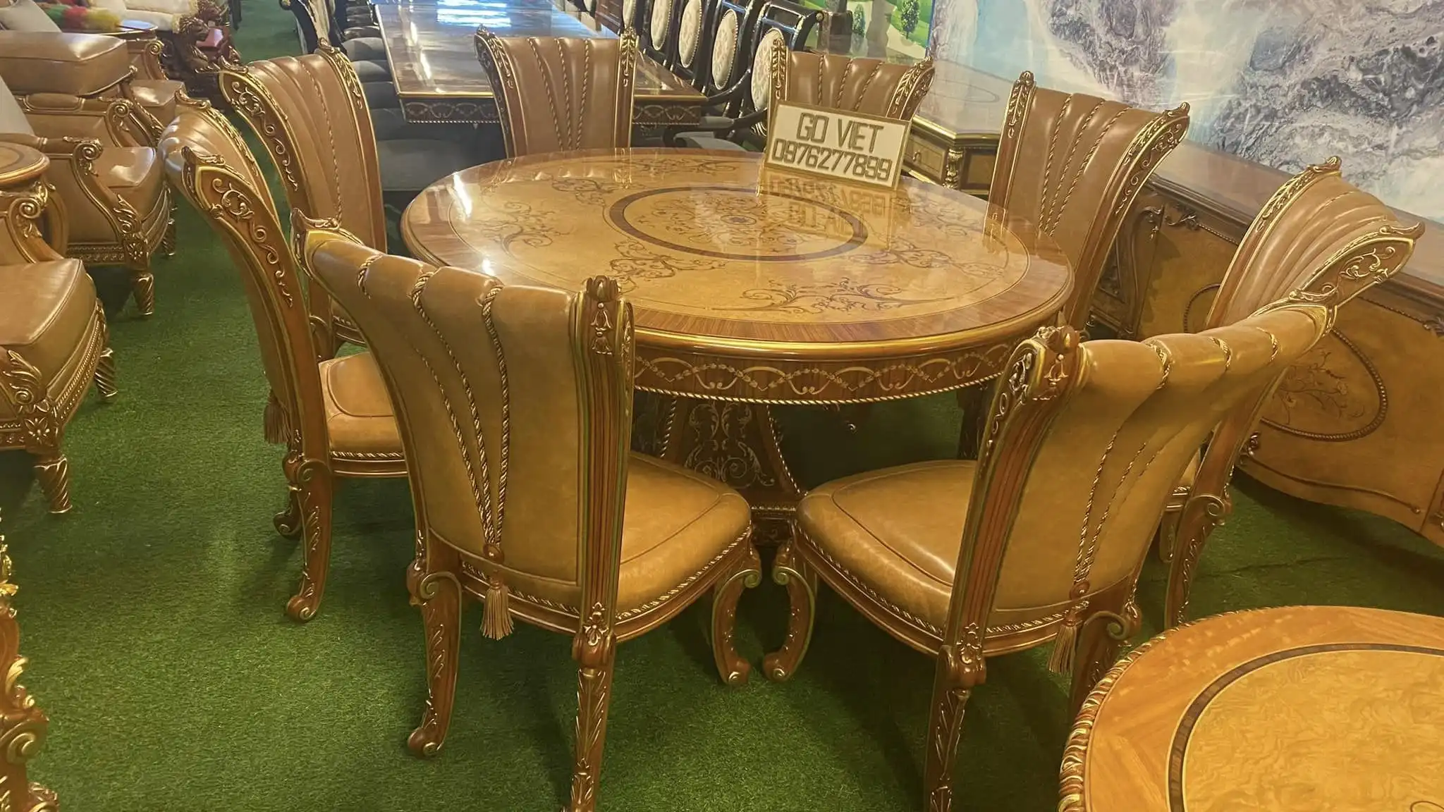 Bộ bàn 8 ghế ăn cổ điển GVBA075