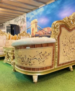 Sofa cổ điển hoàng gia Versailles dát vàng bọc nệm GVSF025