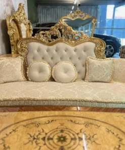 Sofa cổ điển hoàng gia Versailles dát vàng bọc nệm GVSF025