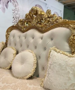 Sofa cổ điển hoàng gia Versailles dát vàng bọc nệm GVSF025