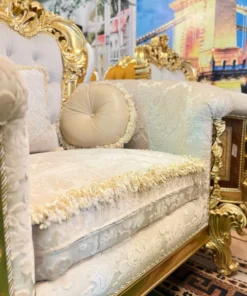 Sofa cổ điển hoàng gia Versailles dát vàng bọc nệm GVSF025