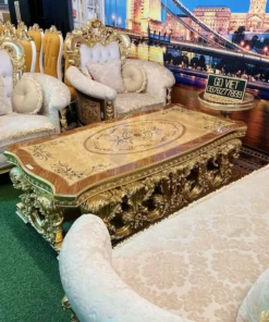 Sofa cổ điển hoàng gia Versailles dát vàng bọc nệm GVSF025
