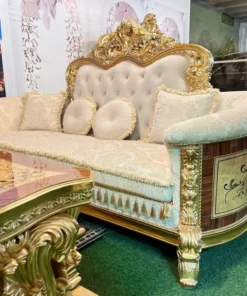 Sofa cổ điển hoàng gia Versailles dát vàng bọc nệm GVSF025