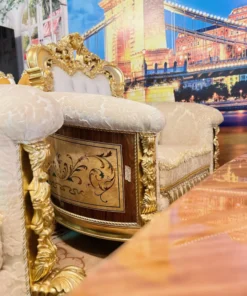 Sofa cổ điển hoàng gia Versailles dát vàng bọc nệm GVSF025