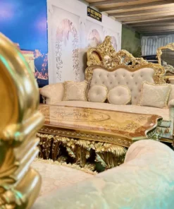 Sofa cổ điển hoàng gia Versailles dát vàng bọc nệm GVSF025