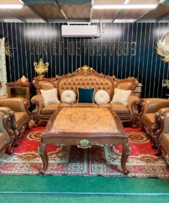 Sofa cổ điển dát vàng bọc nệm GVSF181