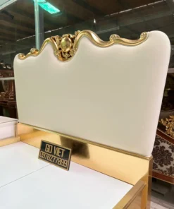 Giường ngủ tân cổ điển dát vàng bọc nệm GVGN027