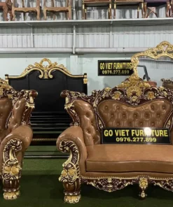 Sofa tân cổ điển dát vàng bọc nệm – 7 món SF024