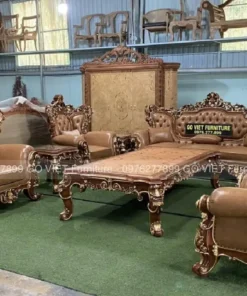 Sofa tân cổ điển dát vàng bọc nệm SF024