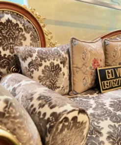 Ghế thư giản cổ điển dát vàng bọc nệm GVGTG021