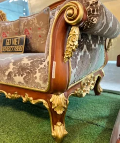 Ghế thư giản cổ điển dát vàng bọc nệm GVGTG021