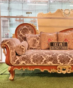 Ghế thư giản cổ điển dát vàng bọc nệm GVGTG021