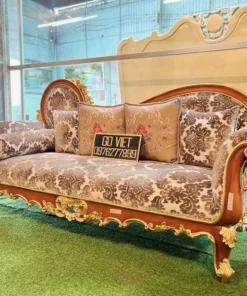 Ghế thư giản cổ điển dát vàng bọc nệm GVGTG021