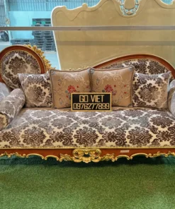 Ghế thư giản cổ điển dát vàng bọc nệm GVGTG021